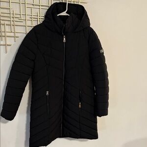 DNKY Black Hooded Jacket Women L